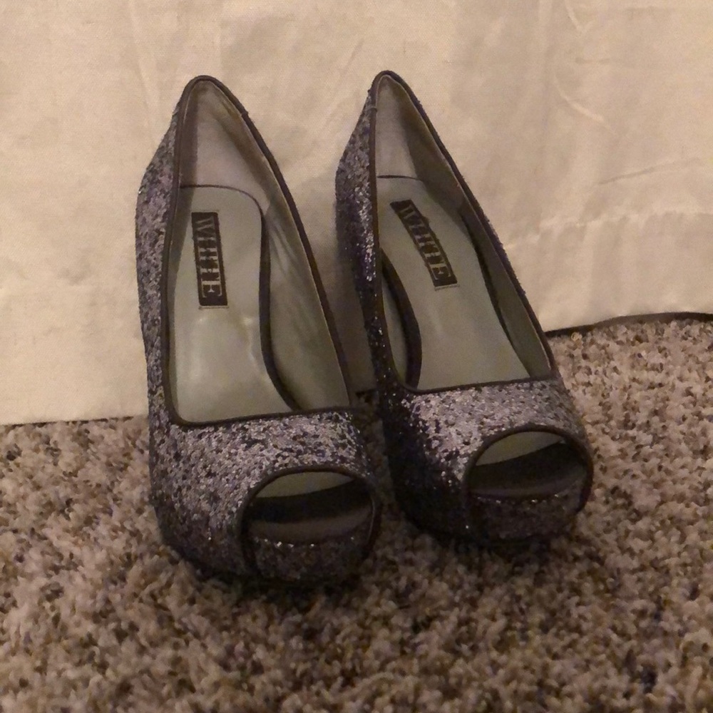 Vera Wang White Platform Sparkly Heels - Worn Once